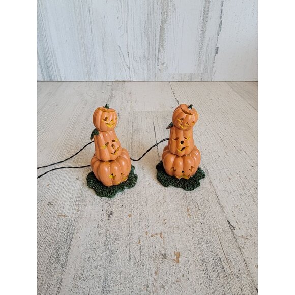 Lemax Pumpkin Jack O'Lantern stack Halloween village accessory set - Picture 1 of 6